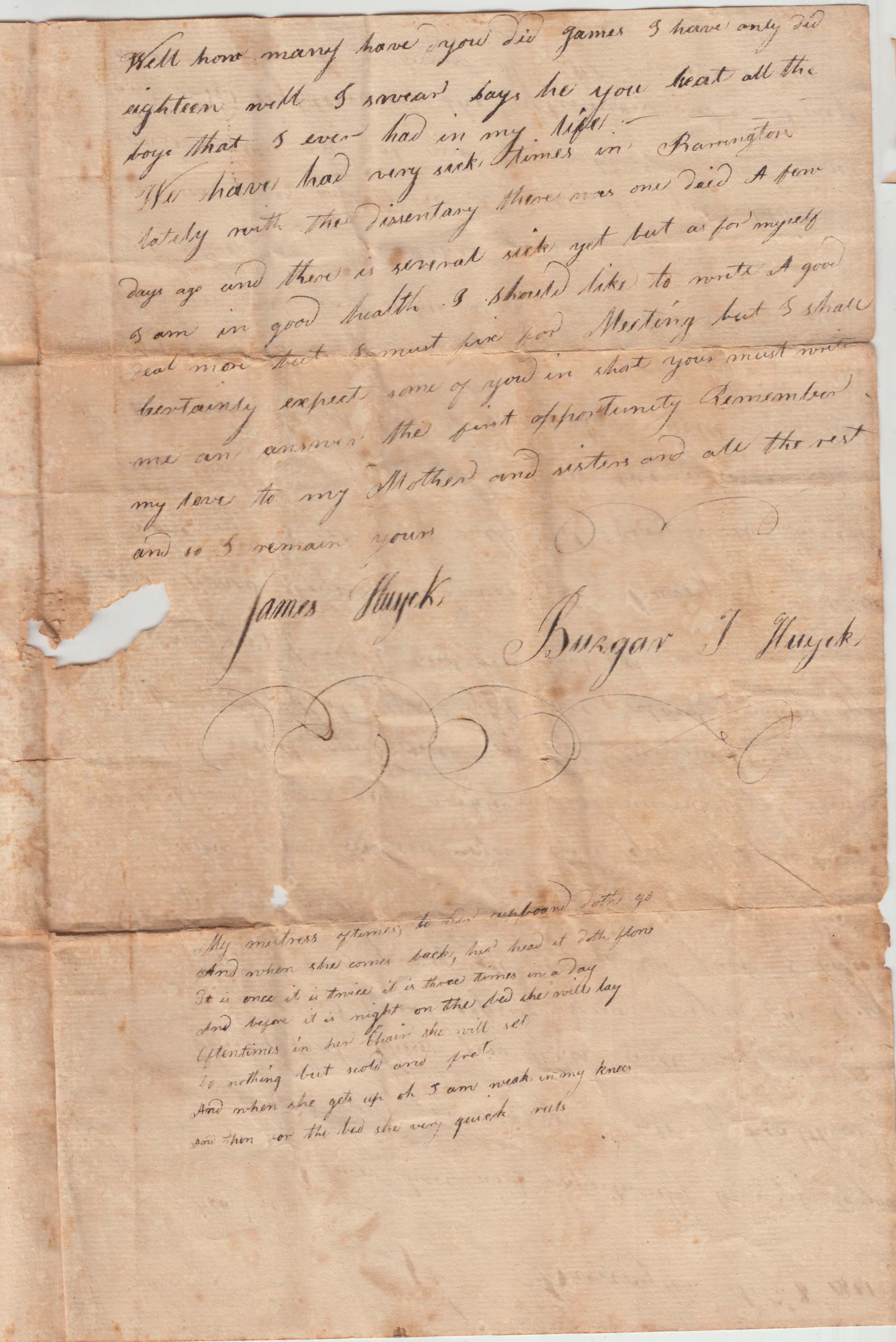 BH033, 1811-09-08 Letter, James Huyck to His Father Burger J. Huyck